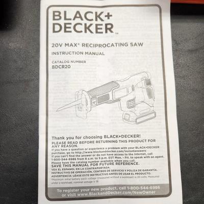 3 Black & Decker Cordless 20V Lithium Tools Reciprocating Saw, 5.5" Circular Saw, Light