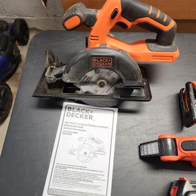 3 Black & Decker Cordless 20V Lithium Tools Reciprocating Saw, 5.5" Circular Saw, Light
