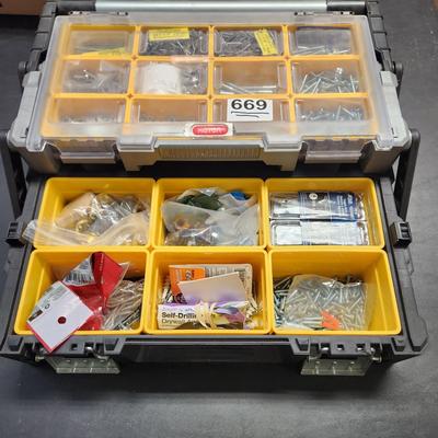 Keter Cantilever Storage Organizer or  Tool Box Loaded with Fasteners