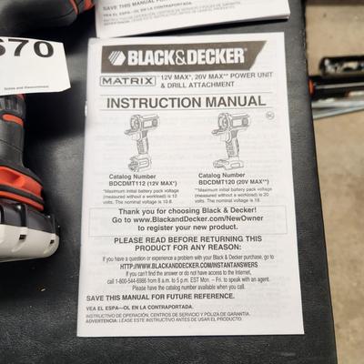 Black & Decker Matrix Cordless Tool 20V Lithiumw 4  Attachments