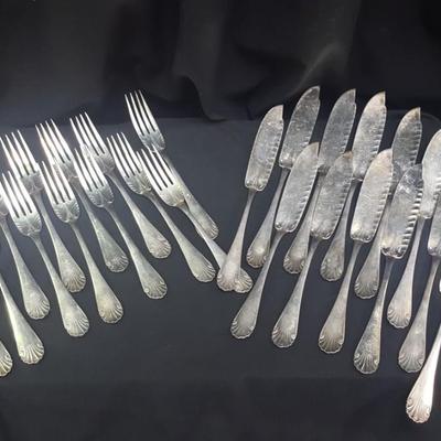 Christofle France Fish Fork and Knife Service