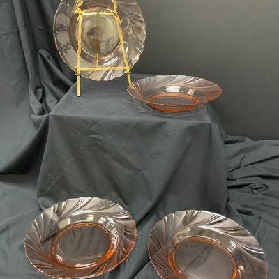 Arcoroc Pink Glass - Swirl Salad Plates