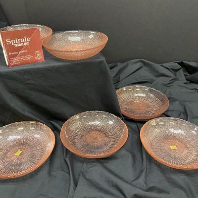 Arcoroc Pink Glass Soup Bowls