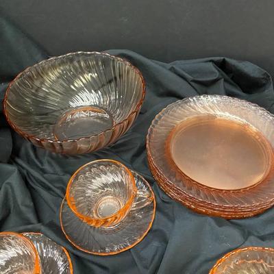 Arcoroc Pink Depression Glass - Swirl Pattern