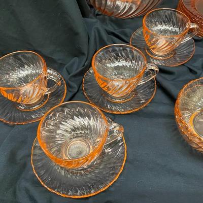 Arcoroc Pink Depression Glass - Swirl Pattern