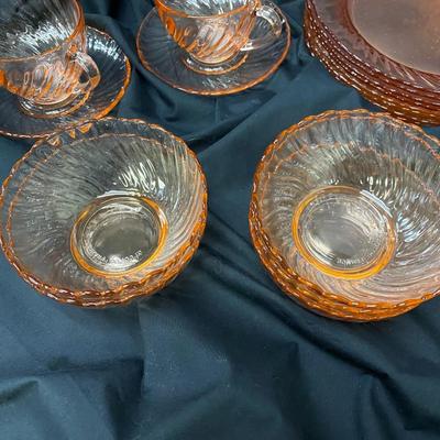 Arcoroc Pink Depression Glass - Swirl Pattern