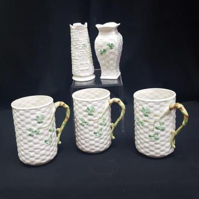 Belleek Cups and Bud Vases