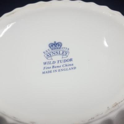 Aynsley 'Wild Tudor" Teapot, creamer, sugar set