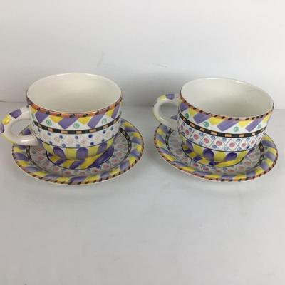 849 Large Handpainted Oversized Soup Mug and Saucer