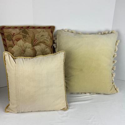850 Set of 3 Needlepoint Floral Design Down Filled Pillows