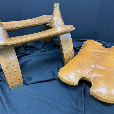 Antique Camel Saddle with brass studs and caps