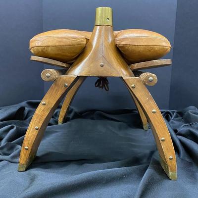 Antique Camel Saddle with brass studs and caps