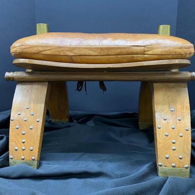 Antique Camel Saddle with brass studs and caps