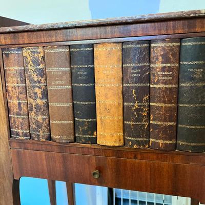 PAIR of Side tables with Book facade and secret storage, plus drawer