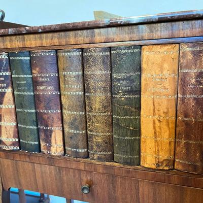 PAIR of Side tables with Book facade and secret storage, plus drawer