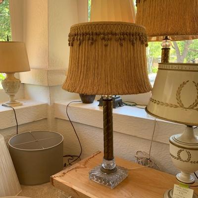 PAIR very unique lamps with fringe shades