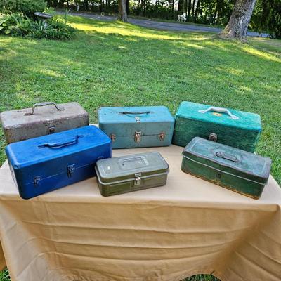 Six Vintage Tackle Boxes  (OB2-JS)