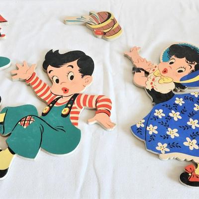 Lot #53  Vintage Jack and Jill  Dolly Toy Company Wall Hangings - 1950's - charming