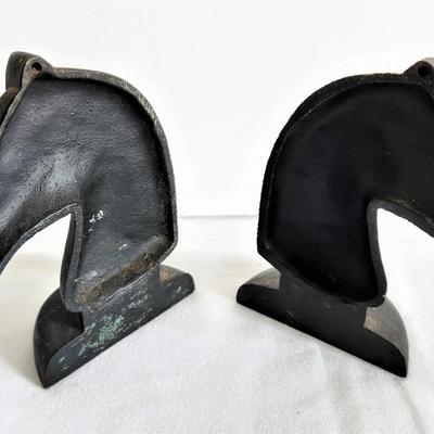 Lot #55  Pair of Vintage Cast Iron Bookends - Chess Piece Design