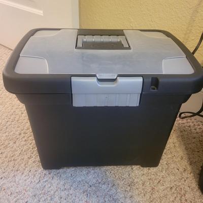 Amazon Basics Paper Shredder and a Sterilite Filing Box (O-DW)