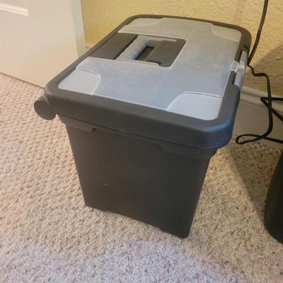 Amazon Basics Paper Shredder and a Sterilite Filing Box (O-DW)