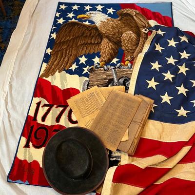 Americana - Large Flag, Rug, Documents/Deeds & Wool Hat (UB-RG)