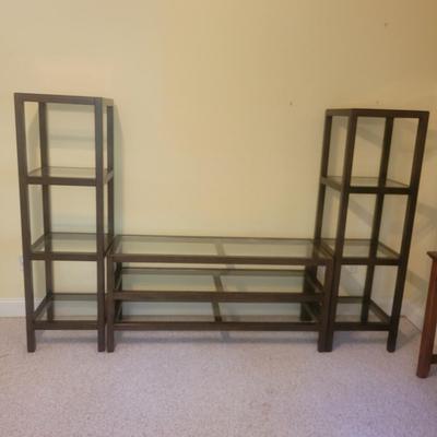 Three Piece Wood and Glass Entertainment Center (O-DW)