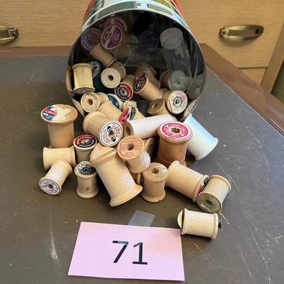 Coffee Can of wood spools