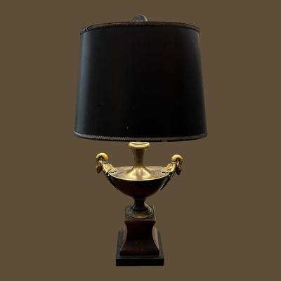 BLACK AND GOLD GRECIAN URN LAMP, EMPIRE STYLE