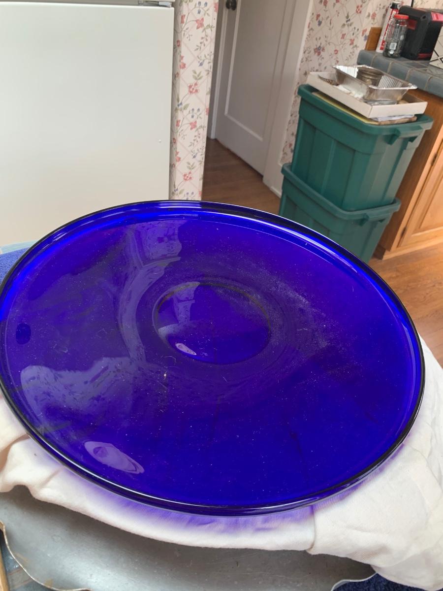 large blue platter