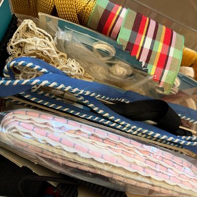 Plastic box of sewing items