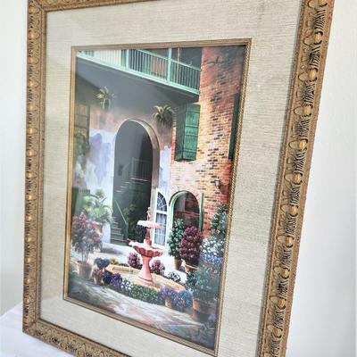 Lot #59  Large Framed Brad Thompson Courtyard Scene - signed/numbered