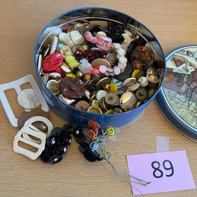 Tin of buttons