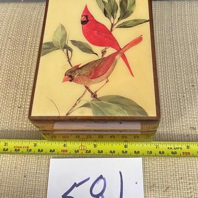 Vintage Red Bird Music Box