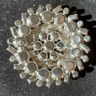 Rhinestone Snowball Brooch