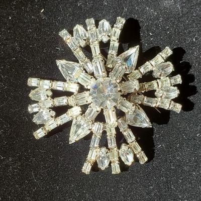 Snowflake Rhinestone Brooch