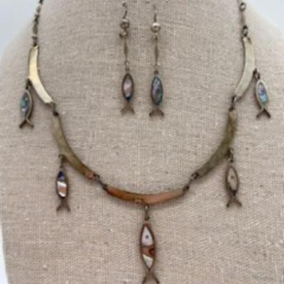 Navajo Sterling Necklace and Earrings