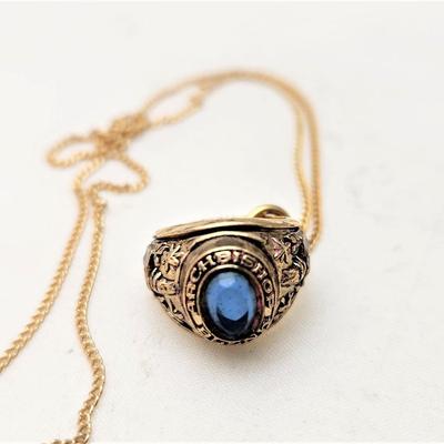 Lot #69  Miniature Archbishop Blenk High School ring on Gold tone Chain