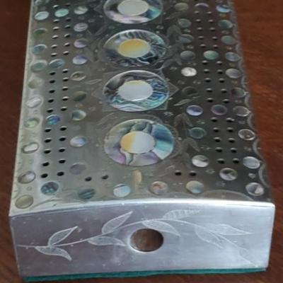 Silver with Abalone Inlay Cribbage Board