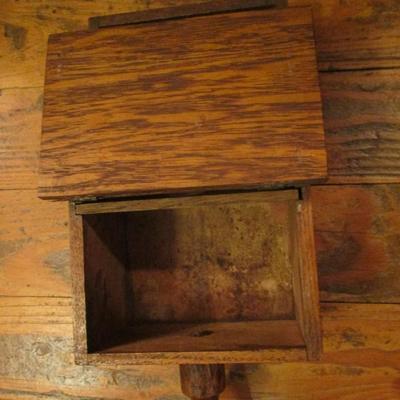 Vintage Solid Wood Oak Ballot Box - A