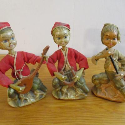 Set of Three Vintage Musician Pixie Elves - C