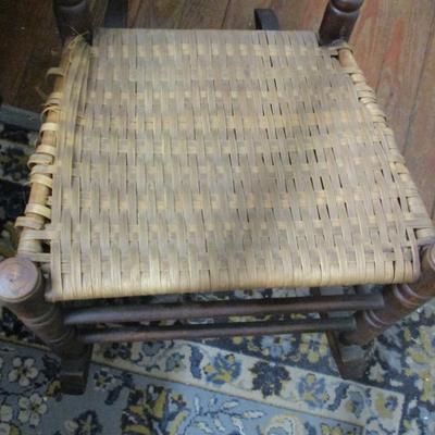 Vintage Ladder Back Rocking Chair with Splint Wood Seat - C