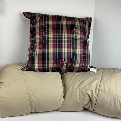 860 Two Twin JCPENNEY Home Khaki and White Piping Comforters and Ralph Lauren Polo Accent Pillow