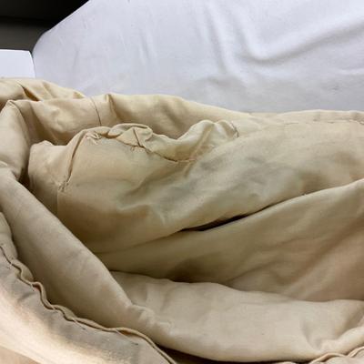 868 Pair of Custom made Satin Embroidered Twin Coverlets with Curved Matching Down Filled Pillow