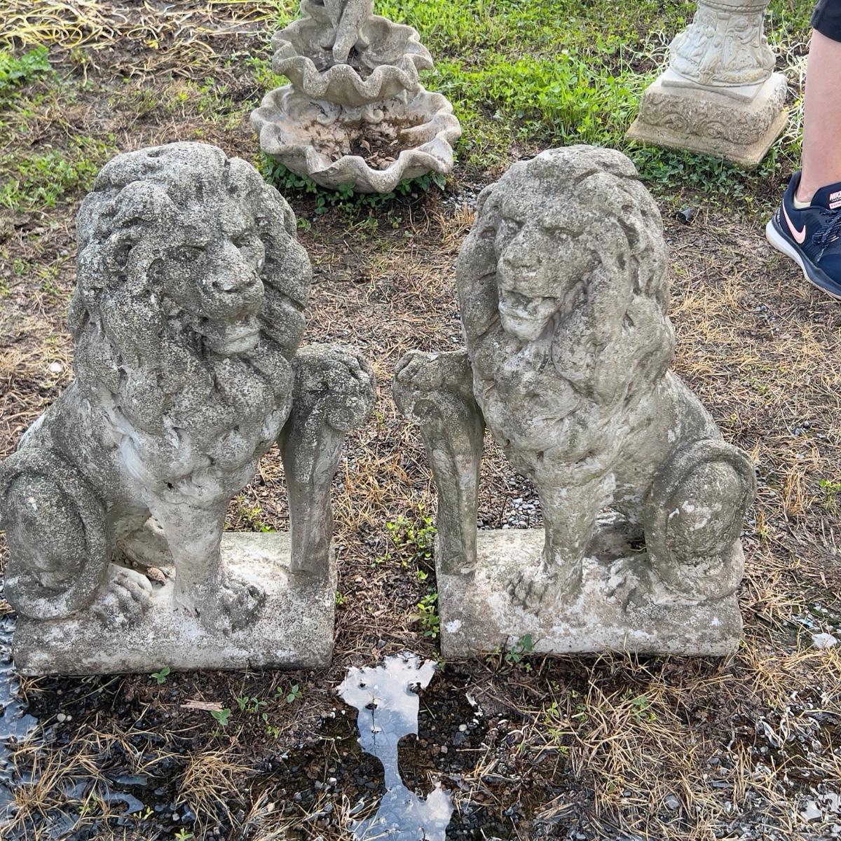 873 pair of Cement Lion Statues