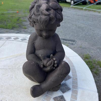 876 Composite Boy with Frog Statue