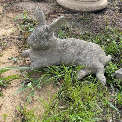 879 Cement Rabbit and Decorative Garden Rock Decor