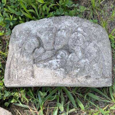 879 Cement Rabbit and Decorative Garden Rock Decor