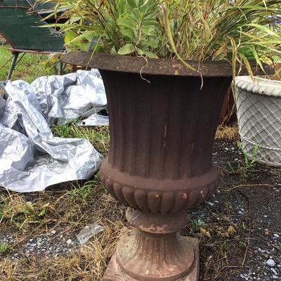 886 Pair of Cast Iron Pedestal Planters