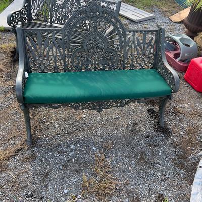 887 Victorian Style Cast Iron Bench with Cushion